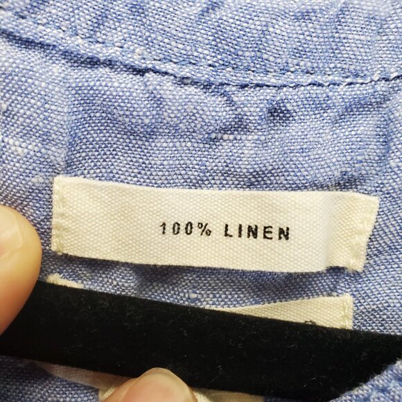 Christian Siriano Top Womens Large Blue 100% Linen Sleeveless Button-Down - Picture 3 of 9